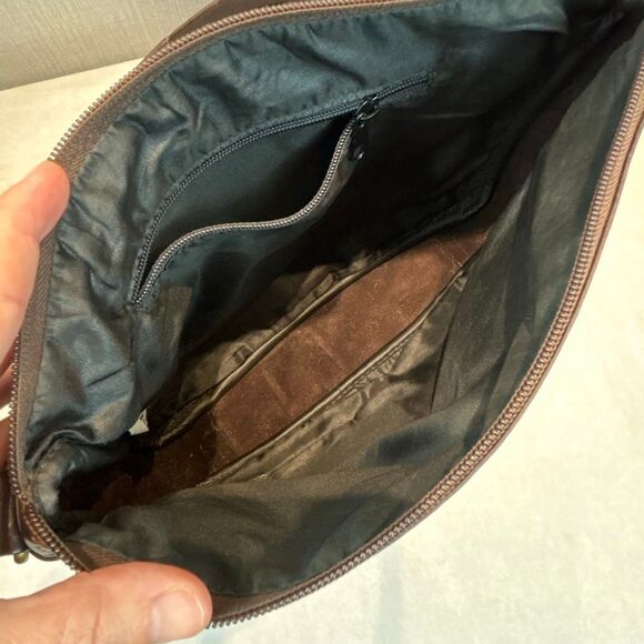 GH Bass Leather Purse Messenger Bag Brown Adjustable Shoulder Strap - Picture 5 of 14